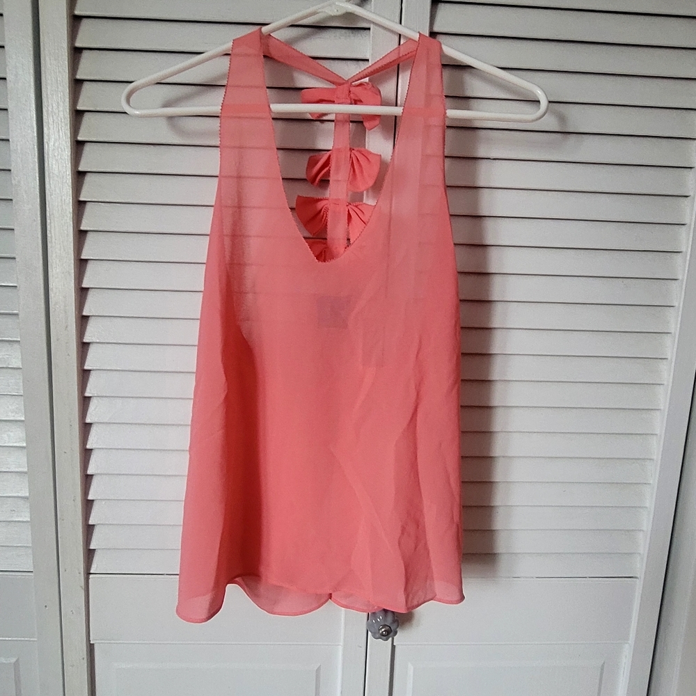SWEET CLAIRE Racerback Bow Tank, Size S